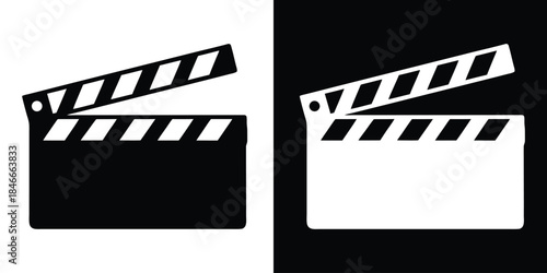 Movie clapperboard vector silhouette. Clapperboard icon. Film movie symbol