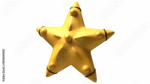 A gold star-shaped object against a white backdrop.