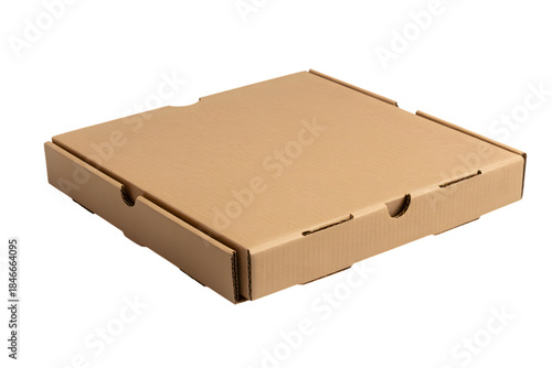 simple brown square pizza box  ready for delivery . Isolated on transparent background, png