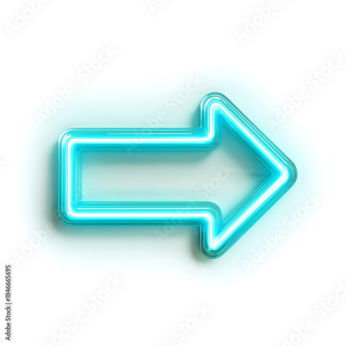 Bright teal neon arrow pointing to the right