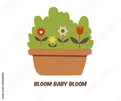 Spring flowers in a garden pot Vector illustration on the theme of gardening and floriculture Spring bulbous plants