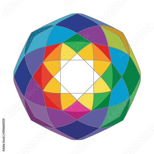 Colorful Geometric Sphere - A Vibrant Abstract Design.