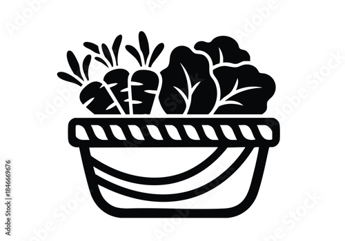 Basket of Fresh Vegetables Icon for Healthy Lifestyle
