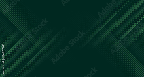 Glowing green minimal lines on dark green background. Abstract tech geometric lines pattern vector design