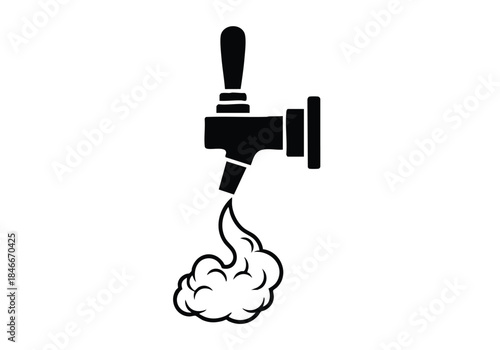 Black and white coffee maker pouring steaming coffee