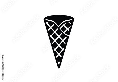 Black and White Ice Cream Cone Icon Design Element