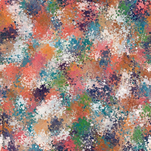 Multicolored random spots, round splashes. Abstract seamless hand drawn pattern