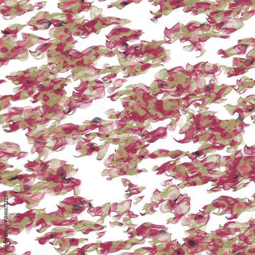 Multicolored random flying brush strokes. Veil or fish net imitation. Rich maroon, khaki and dark grey colors on the white background. Seamless hand drawn pattern