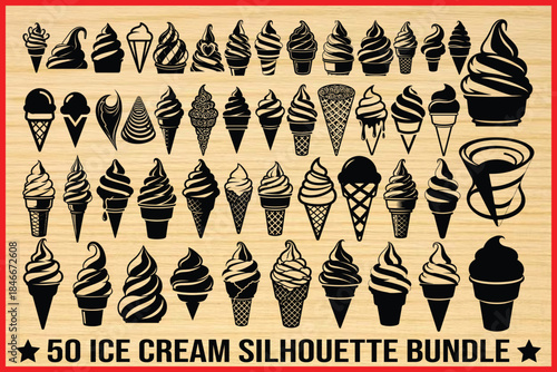  Ice Cream Cone Silhouette Bundle