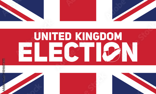 United Kingdom election banner with centered text and full flag layout