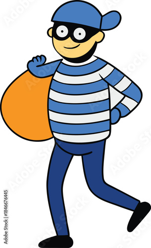 3D Cartoon Thief Illustration Transparent Background