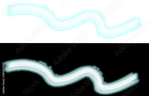 Abstract Glowing Cyan Neon Zig-Zag Wavy Line isolated on a transparent background 