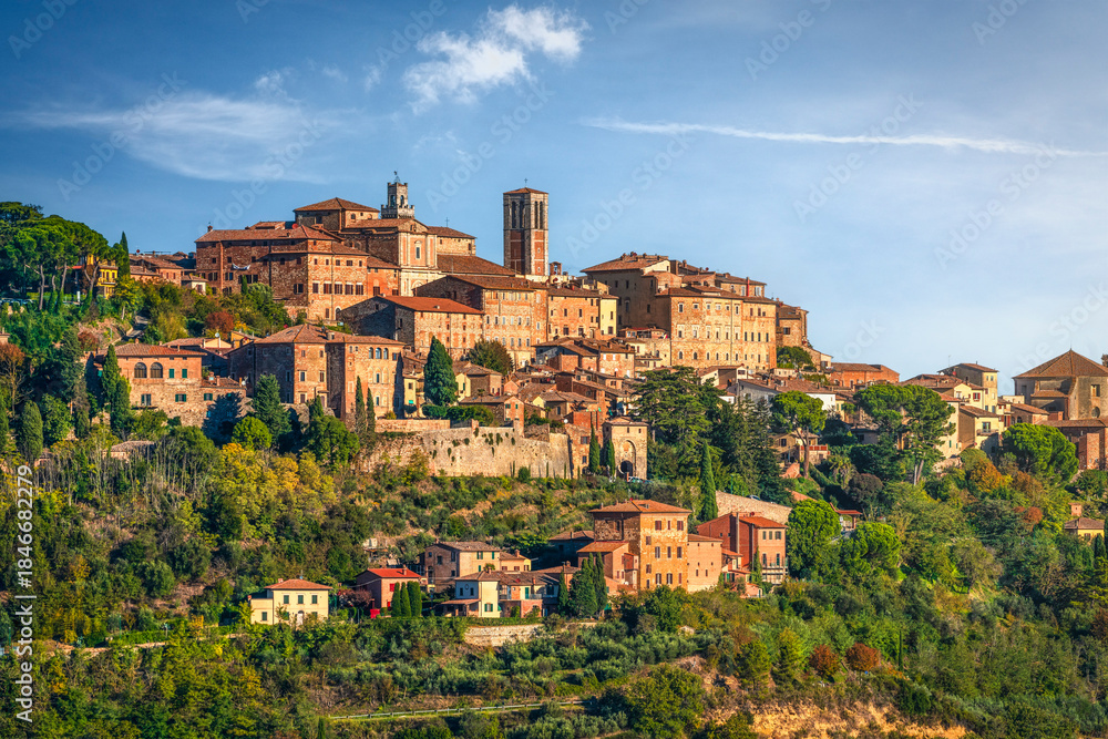Fototapeta premium Montepulciano Hilltop Village Morning View, Val di Chiana, Tuscany, Italy