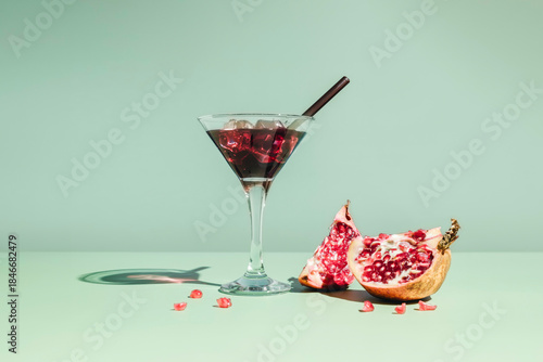 Glass of antioxidant pomegranate juice