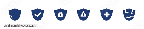 Security icon set. Solid style, vector illustration