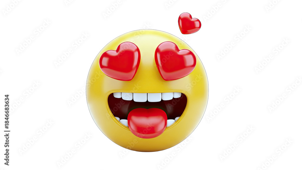 Fototapeta premium Emoji with Heart Eyes and Tongue Out, Expressing Love