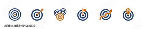 Target icon set. Solid style, vector illustration