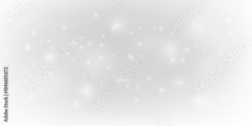 Shimmering white dust sparkles with glitter and glow over blurred bokeh, accented by luminous highlights and festive flare. Christmas and New Year PNG vector illustration.