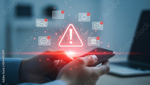 User receives urgent data breach and fraud alerts on a mobile device