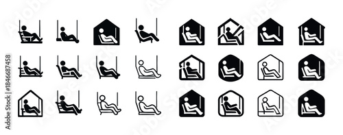 Swing and hammock icon set in various designs and configurations