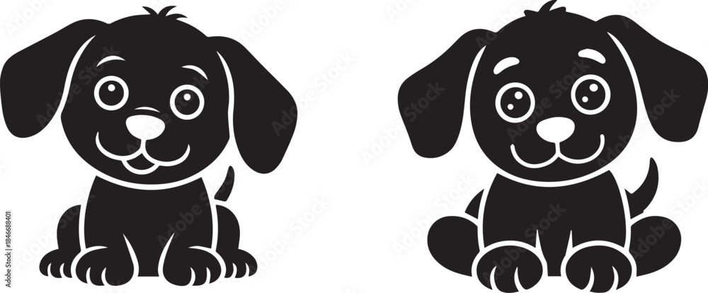 Obraz premium Little dog silhouette or vector illustration, cute puppy design, isolated artwork for pets, domestic animals, and playful concepts