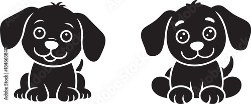 Little dog silhouette or vector illustration, cute puppy design, isolated artwork for pets, domestic animals, and playful concepts