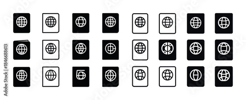 Global travel icons: diverse passport symbol collection