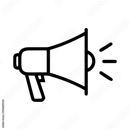icon, symbol, signs, megaphone, illustration, vector, loudspeaker, announcement, speaker, sound, alert, communication, graphic, bullhorn, voice, speech, attention, announce, loud, marketing, design, m