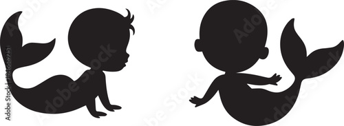 Baby mermaid vector illustration, cute little mermaid character, isolated design for fantasy, underwater, and magical themes