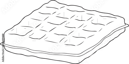 Waffle Hand-drawn Sketch Drawing Vector Illustration, Line Linear Symbol Engraving Coloring Book, Black and White Isolated