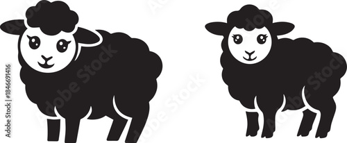 Silhouette of a Sheep Isolated on White Background