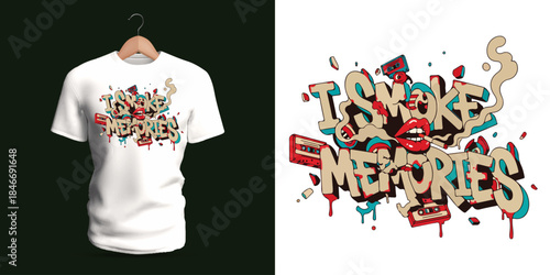 This vector T-shirt showcases graffiti-style text reading “I Am Wild,” surrounded by expressive animal-inspired shapes, splattered paint, dripping strokes, and energetic abstract elements.