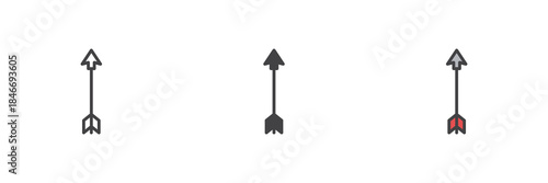Arrow projectile line outline solid icon set pack