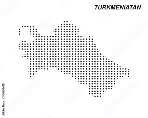 Turkmenistan Map Vector, Central Asia Country Dotted Pattern Black and White Shapes, Turkmenistan Infographic Template, Editable EPS Turkmenistan Geography
