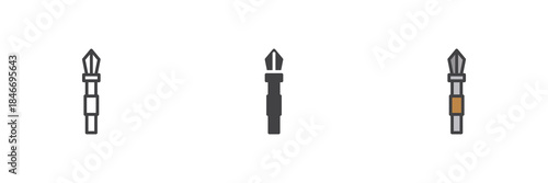 Medieval spear line outline solid different style icon set pack