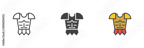 Knight armour line outline solid different style icon set pack