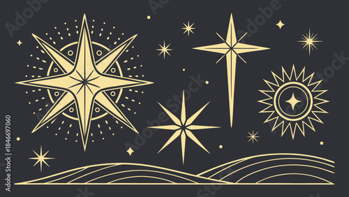 Gold lights rays scene background.

Set of Gold stars on a runway Stage, glowing Spotlights with focused lighting and realistic lens flare from Lamps. Vector PNG design. Light effect. Transparent