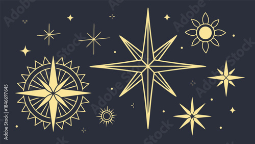 Gold lights rays scene background.

Set of Gold stars on a runway Stage, glowing Spotlights with focused lighting and realistic lens flare from Lamps. Vector PNG design. Light effect. Transparent