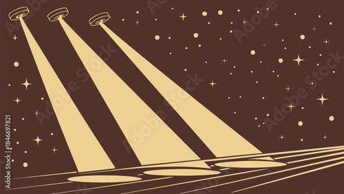 Gold lights rays scene background.

Set of Gold stars on a runway Stage, glowing Spotlights with focused lighting and realistic lens flare from Lamps. Vector PNG design. Light effect. Transparent