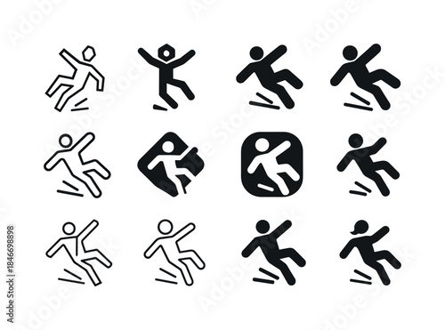 Worksite Safety Icons. Worksite Accidents. Icon set. Set Logo of