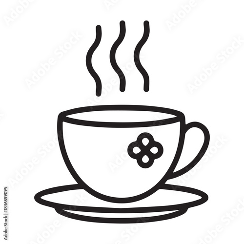 Coffee and tea cup icon with hot beverage in a simple vector illustration style