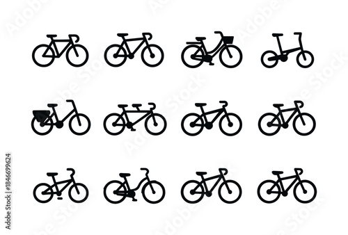 Bicycle Icons Collection. Bicycles. Solid icon set of bicycles: