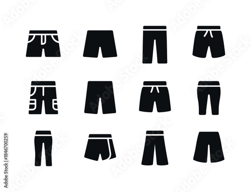Casual Bottoms Icons. Casual bottoms. Solid icon set of casual b
