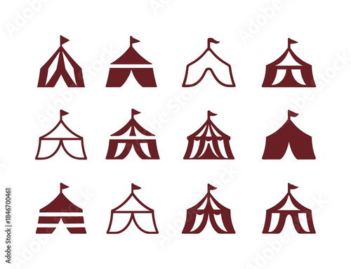Circus Tent Logos. Circus tent. Icon set. Set Logo of circus ten