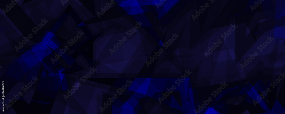Fototapeta premium Shattered Glass Shards Dark Blue Abstract Geometric Background, Transparent Layered Shapes, Grain Texture, for Technology, Cybersecurity, Data, Digital Media, Corporate, Futuristic, Luxury, Branding