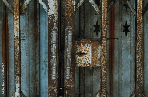 old blue   vintage  rustic  door and lock 