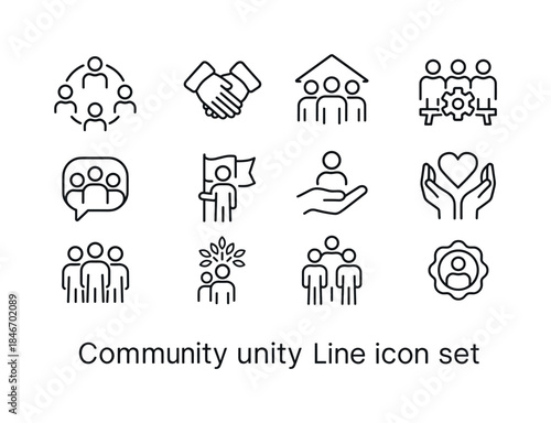 Community Unity Icons. Community unity. Line icon set of Communi