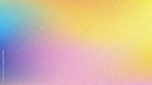 Grainy gradient soft blue pink yellow colors background. Calm pastel colors background with blurry and noise texture, design for banner, widescreen, wallpaper.
