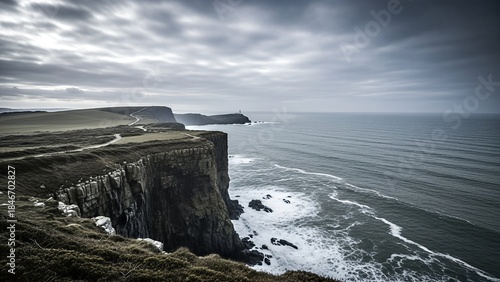 Dramatic Coastal Cliffs and Ocean Landscape.