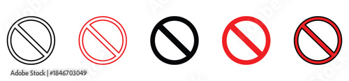 Prohibited Sign Icon Set – Vector Symbols for Ban, Danger, Restriction, and Safety	
